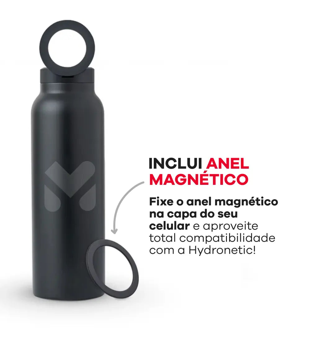 Hydronetic - Garrafa de Água Magnética Esportiva + Anel Magnético Grátis (adapta em qualquer aparelho)